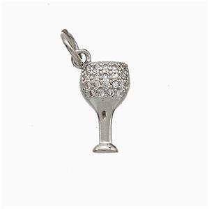 Copper Winecup Pendant Pave Zirconia Platinum Plated, approx 7-12mm [FD20572]