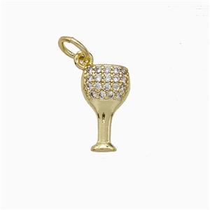 Copper Winecup Pendant Pave Zirconia Gold Plated, approx 7-12mm [FD20573]