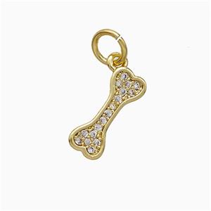 Copper Dogbone Pendant Pave Zirconia Gold Plated, approx 5-13mm [FD20579]