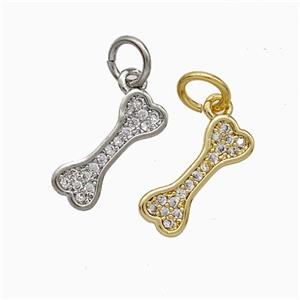 Copper Dogbone Pendant Pave Zirconia Mixed, approx 5-13mm [FD20580]