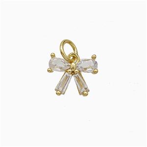 Copper Bowknot Pendant Pave Zirconia Gold Plated, approx 9-10.5mm [FD20582]