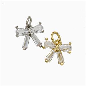 Copper Bowknot Pendant Pave Zirconia Mixed, approx 9-10.5mm [FD20583]