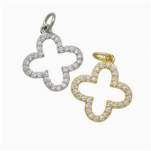 Copper Clover Pendant Pave Zirconia Mixed, approx 15mm [FD20586]