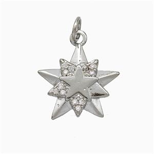 Copper Star Pendant Pave Zirconia Platinum Plated, approx 16mm [FD20587]