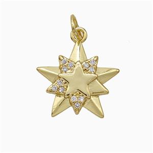 Copper Star Pendant Pave Zirconia Gold Plated, approx 16mm [FD20588]
