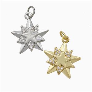 Copper Star Pendant Pave Zirconia Mixed, approx 16mm [FD20589]