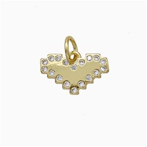 Copper Heart Pendant Pave Zirconia Gold Plated, approx 8-13mm [FD20591]