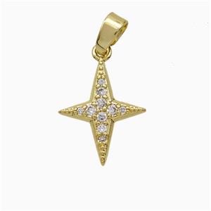 Copper NorthStar Pendant Pave Zirconia Gold Plated, approx 12-15mm [FD20593]