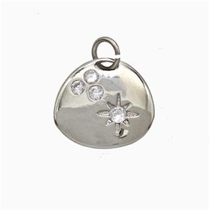 Copper Star Pendant Pave Zirconia Slice Platinum Plated, approx 13-15mm [FD20597]