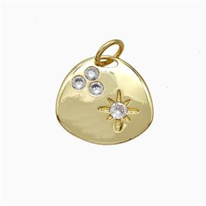Copper Star Pendant Pave Zirconia Slice Gold Plated, approx 13-15mm [FD20598]