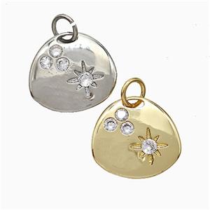Copper Star Pendant Pave Zirconia Slice Mixed, approx 13-15mm [FD20599]