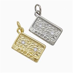 Copper Cassette Pendant Pave Zirconia Hammered Mixed, approx 9-14mm [FD20602]
