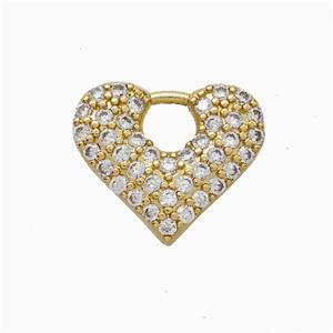 Copper Heart Pendant Pave Zirconia Gold Plated, approx 14-16.5mm [FD20604]