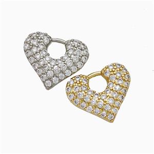 Copper Heart Pendant Pave Zirconia Mixed, approx 14-16.5mm [FD20605]