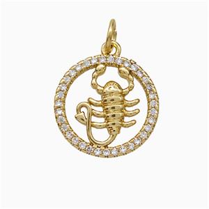 Copper Scorpion Pendant Pave Zirconia Gold Plated, approx 15mm [FD20606]