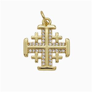 Copper Cross Pendant Pave Zirconia Gold Plated, approx 16mm [FD20609]