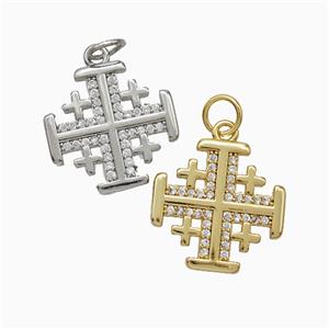 Copper Cross Pendant Pave Zirconia Mixed, approx 16mm [FD20610]