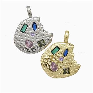 Copper Slice Pendant Pave Zirconia Mixed, approx 15-17mm [FD20619]