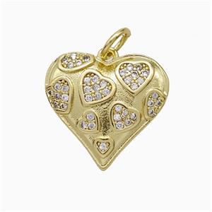 Copper Heart Pendant Pave Zirconia Gold Plated, approx 16mm [FD20620]