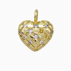 Copper Heart Pendant Pave Zirconia Gold Plated, approx 15mm [FD20625]
