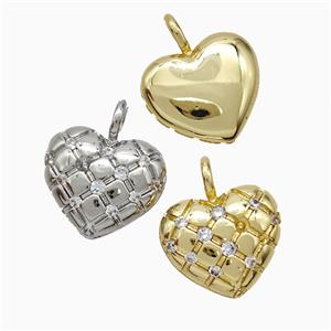 Copper Heart Pendant Pave Zirconia Mixed, approx 15mm [FD20626]