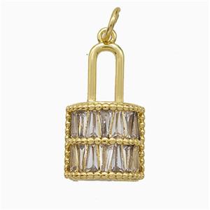 Copper Lock Pendant Pave Zirconia Gold Plated, approx 11-19mm [FD20628]