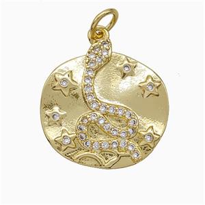 Copper Snake Pendant Pave Zirconia Gold Plated, approx 18mm [FD20629]