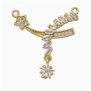 Copper Star Pendant Pave Zirconia Stick 2loops Gold Plated, approx 5mm, 16-20mm [FD20633]