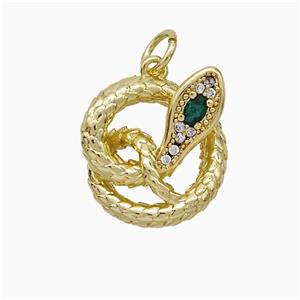 Copper Snake Pendant Pave Zirconia Gold Plated, approx 15mm [FD20634]