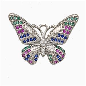 Copper Butterfly Pendant Pave Zirconia Platinum Plated, approx 16-23mm [FD20635]