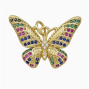 Copper Butterfly Pendant Pave Zirconia Gold Plated, approx 16-23mm [FD20636]