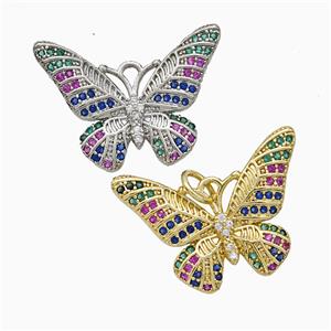 Copper Butterfly Pendant Pave Zirconia Mixed, approx 16-23mm [FD20637]