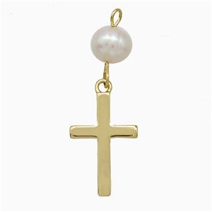 Copper Cross Pendant With Pearlized Resin Gold Plated, approx 6.5mm, 11-17mm [FD20643]