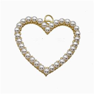 Copper Heart Pendant Pave Pearlized Resin Gold Plated, approx 40mm [FD20644]
