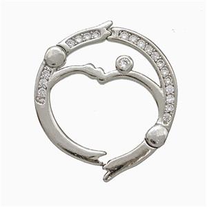 Copper Carabiner Clasp Pave Zirconia Platinum Plated, approx 19-20mm [FD20651]
