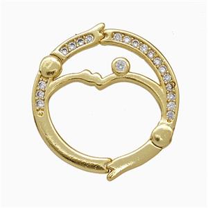 Copper Carabiner Clasp Pave Zirconia Gold Plated, approx 19-20mm [FD20652]