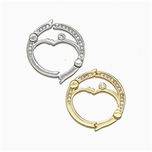 Copper Carabiner Clasp Pave Zirconia Mixed, approx 19-20mm [FD20653]