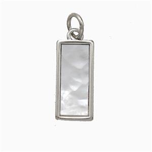 Copper Rectangle Pendant Pave Shell Platinum Plated, approx 7-15mm [FD20654]