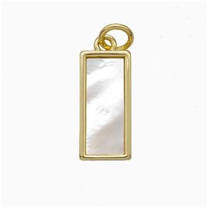 Copper Rectangle Pendant Pave Shell Gold Plated, approx 7-15mm [FD20655]