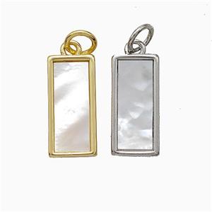 Copper Rectangle Pendant Pave Shell Mixed, approx 7-15mm [FD20656]