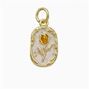 Copper Flower Pendant White Painted Gold Plated, approx 9-13mm [FD20667]
