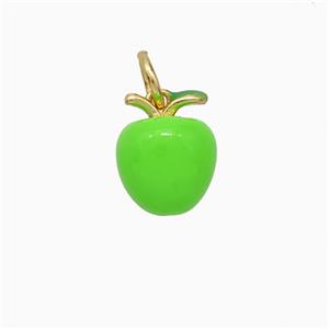 Copper Apple Pendant Green Enamel Gold Plated, approx 8mm [FD20670]