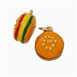 Hamburger Charms Copper Pendant Enamel Gold Plated, approx 11mm [FD20672]
