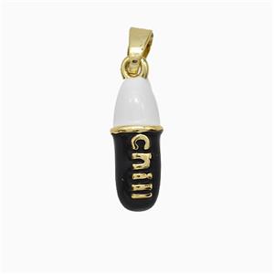 Pill Charms Copper Pendant Black Enamel Gold Plated, approx 5-15mm [FD20680]