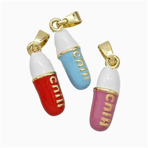 Pill Charms Copper Pendant Enamel Gold Plated Mixed, approx 5-15mm [FD20684]