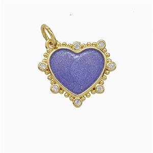 Copper Heart Pendant Pave Zirconia Purple Painted Gold Plated, approx 15mm [FD20695]