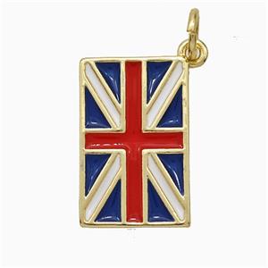 British Flag Charms Copper Pendant Enamel Gold Plated, approx 11-17.5mm [FD20702]