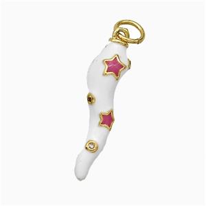 Copper Chili Pendant White Enamel Star Gold Plated, approx 6-21mm [FD20705]