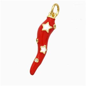 Copper Chili Pendant Red Enamel Star Gold Plated, approx 6-21mm [FD20709]