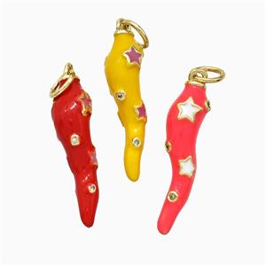 Copper Chili Pendant Enamel Star Gold Plated Mixed, approx 6-21mm [FD20711]